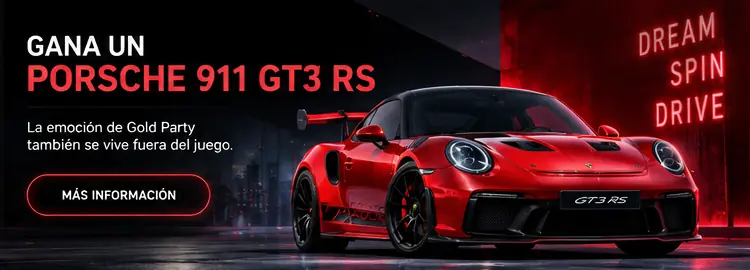 Porsche 911 GT3 RS rojo en una ilustración promocional de Gold Party.